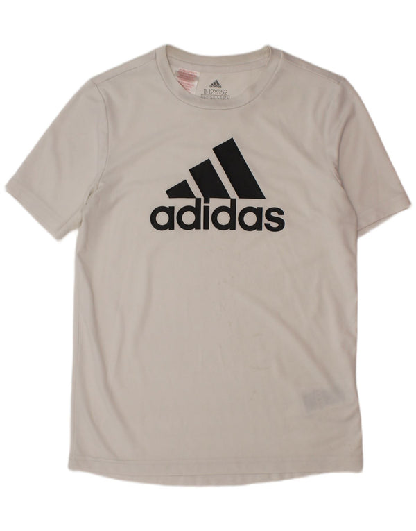 ADIDAS Boys Graphic T-Shirt Top 11-12 Years White Polyester