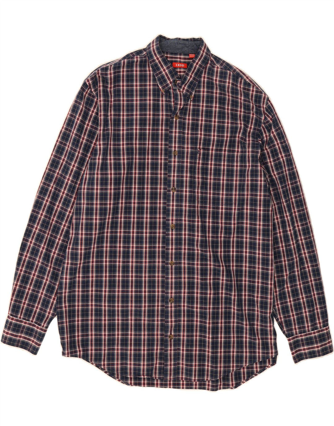IZOD Mens Tall Shirt XL Navy Blue Check Cotton Vintage Izod and Second-Hand Izod from Messina Hembry 