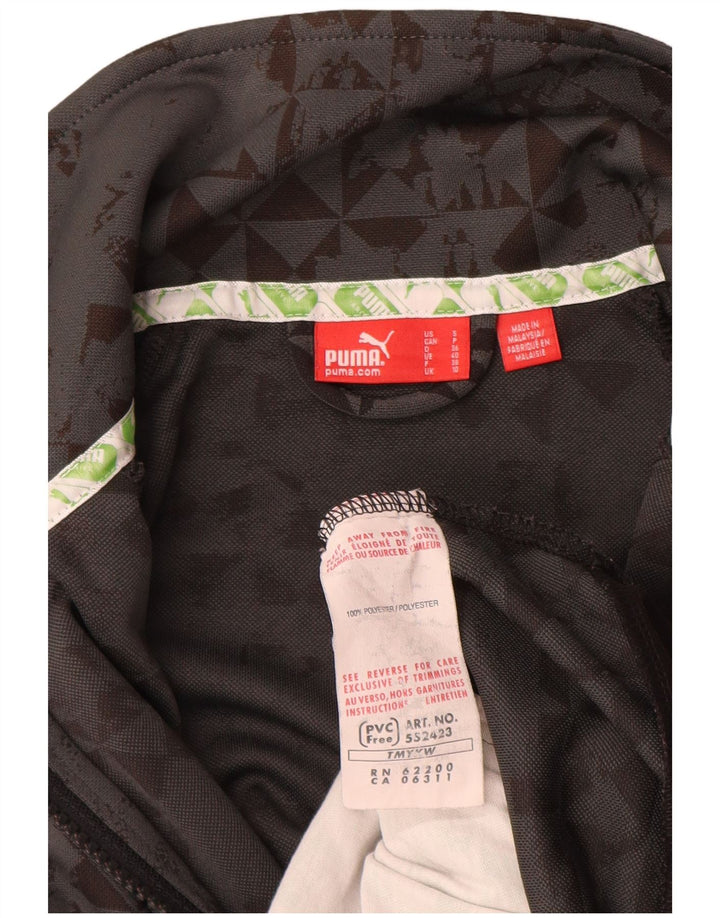 Puma træningsdragt topjakke til kvinder UK 10 Lille grå geometrisk polyester