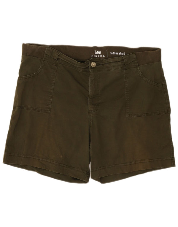 Lee Womens Riders Mid Rise Casual Shorts US 18 2XL W38 Khaki Cotton