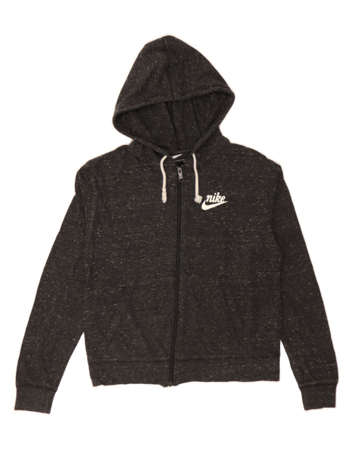 NIKE Womens Zip Hoodie Sweater UK 10 Small Black Flecked Vintage Nike and Second-Hand Nike from Messina Hembry 