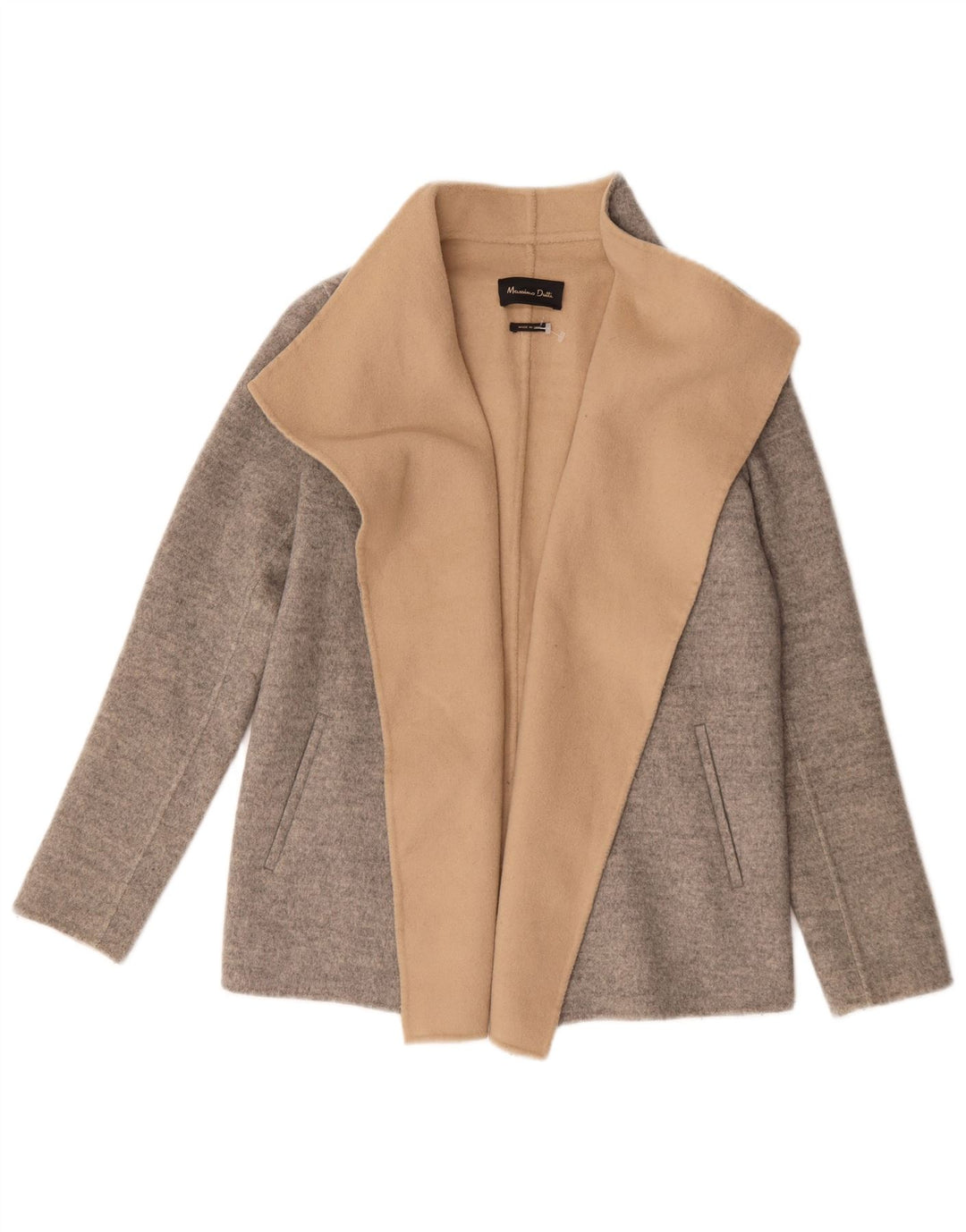 Massimo Dutti Dame Oversized Open Blazer Jacket UK 6 XS Grå Colourblock