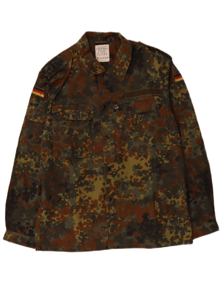 VINTAGE Herre Militærskjorte Stor Khaki Camouflage Bomuld Army
