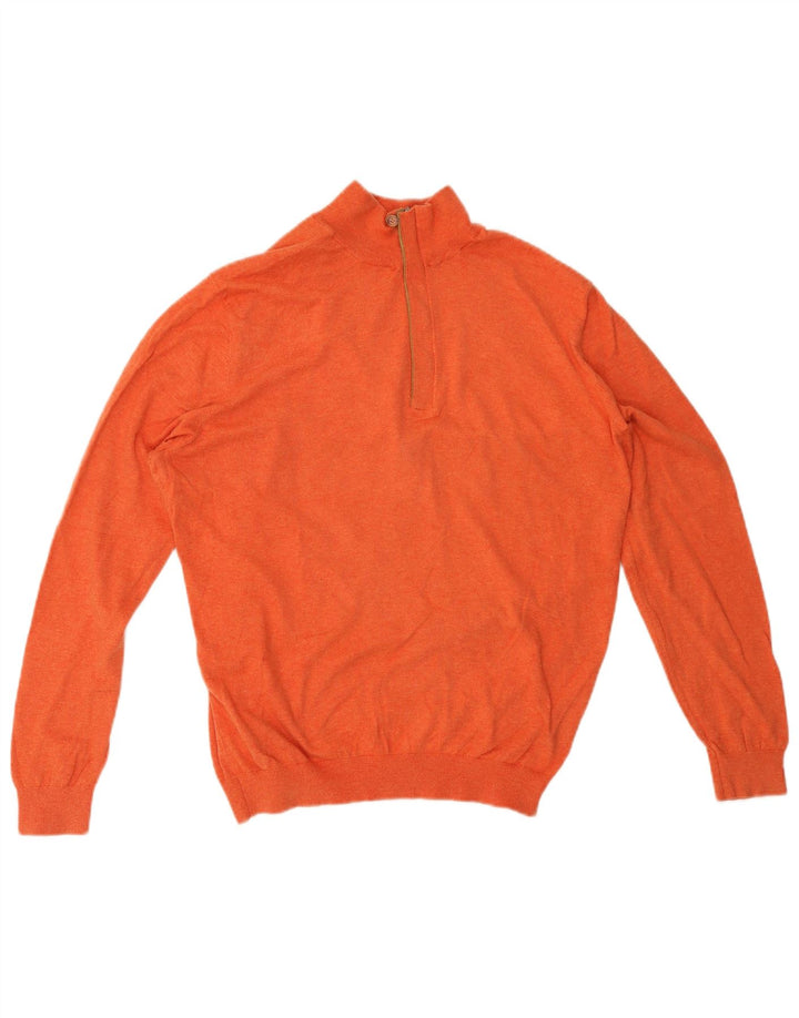 Massimo Dutti Herre Zip Neck Jumper Sweater Medium Orange