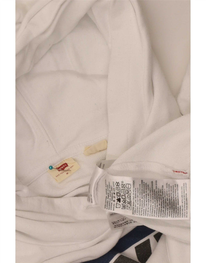Levi's Grafisk Oversized Hoodie Jumper til kvinder UK 14 Medium White Bomuld