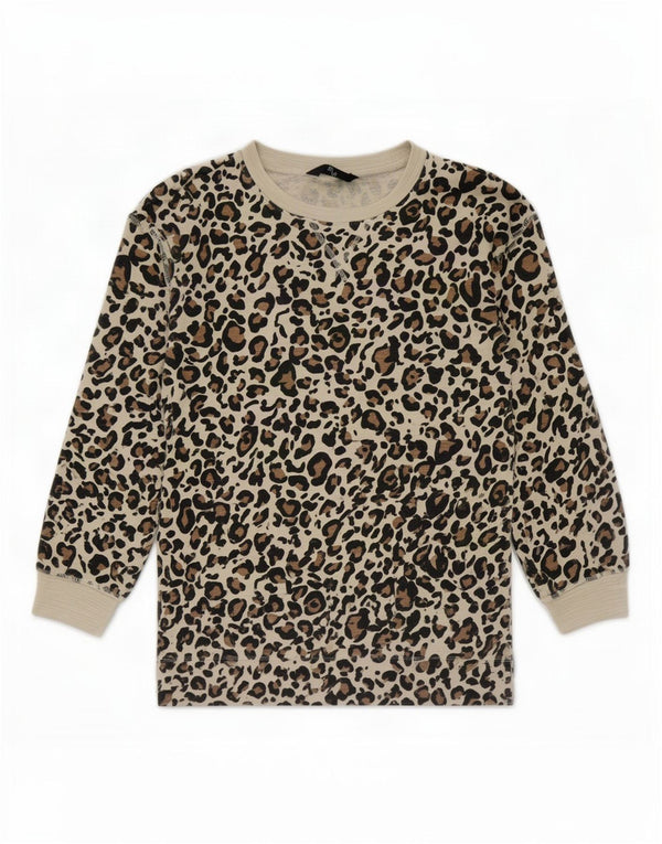 Marks & Spencer Dametop Langærmet UK 12 Medium Brown Animal Print