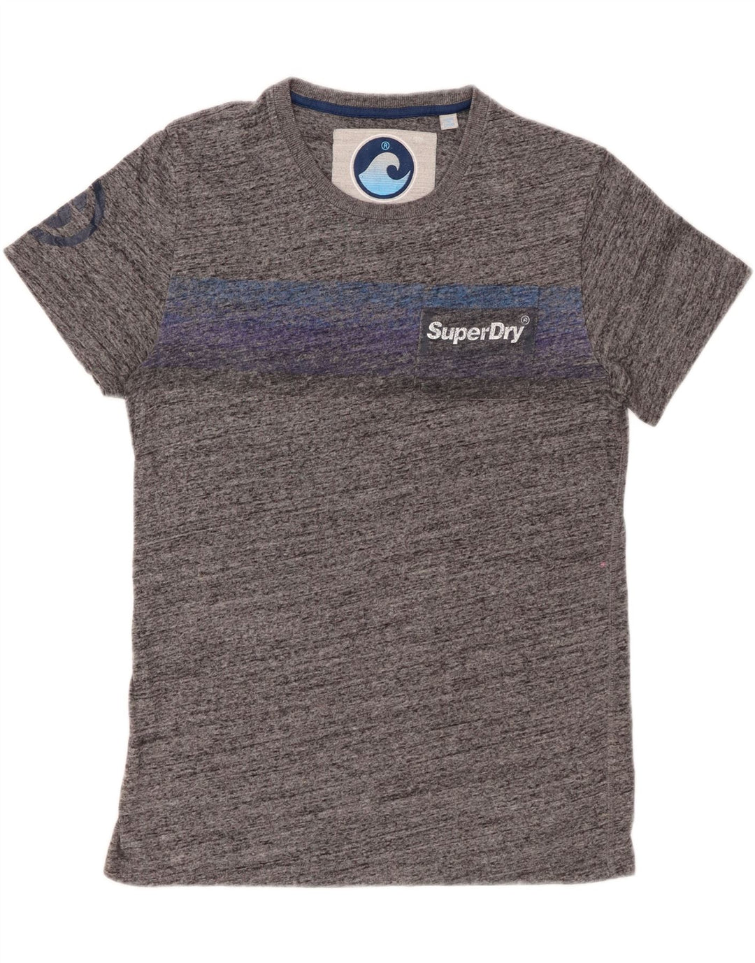 SUPERDRY Mens Graphic T-Shirt Top Large Grey Flecked Cotton
