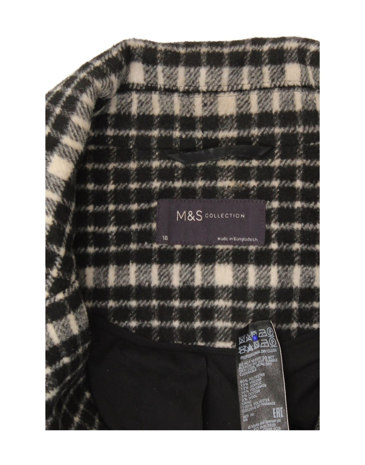 Marks & Spencer Dame Loose Fit Overfrakke UK 18 XL sort ternet polyester