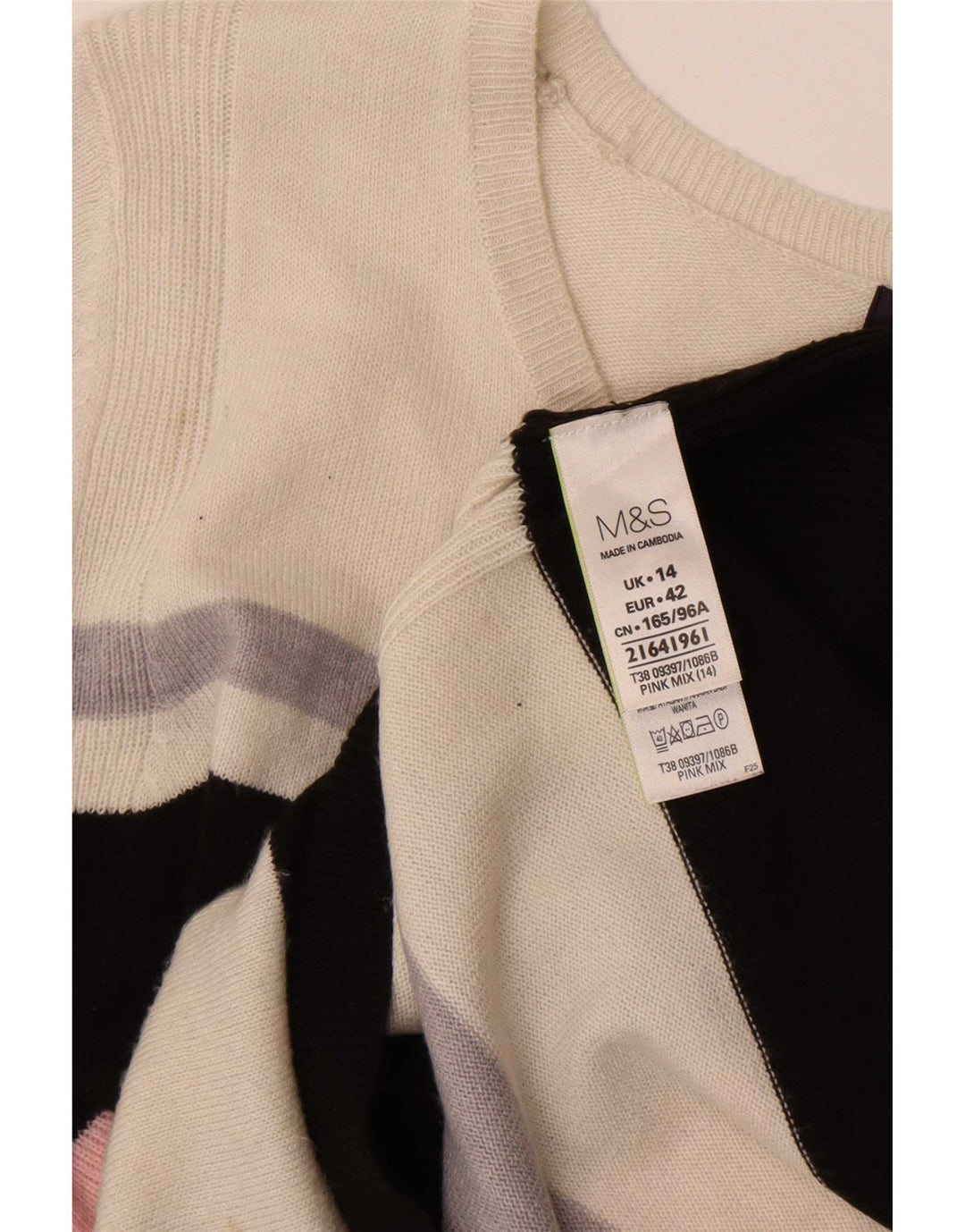 Marks & Spencer Dame Boat Neck Jumper Sweater UK 14 Large Multicolor