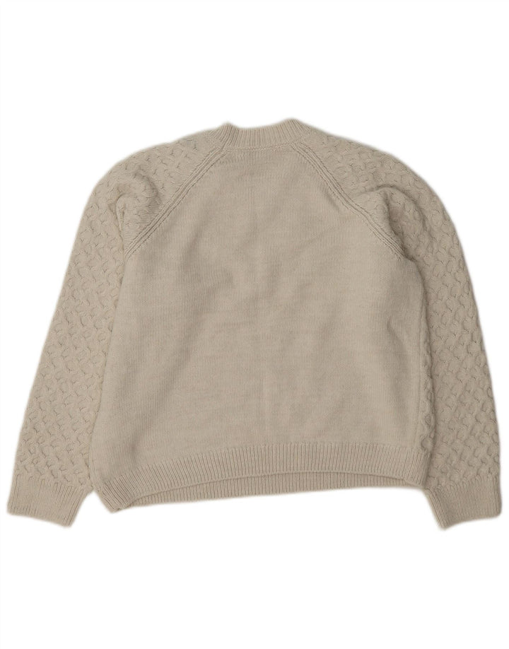Marks & Spencer Dame Crop Crew Neck Jumper Sweater UK 10 Small Off White