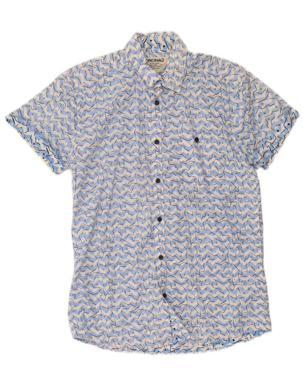 Jack & Jones Kortærmet Herreskjorte Medium Blå Geometrisk Bomuld