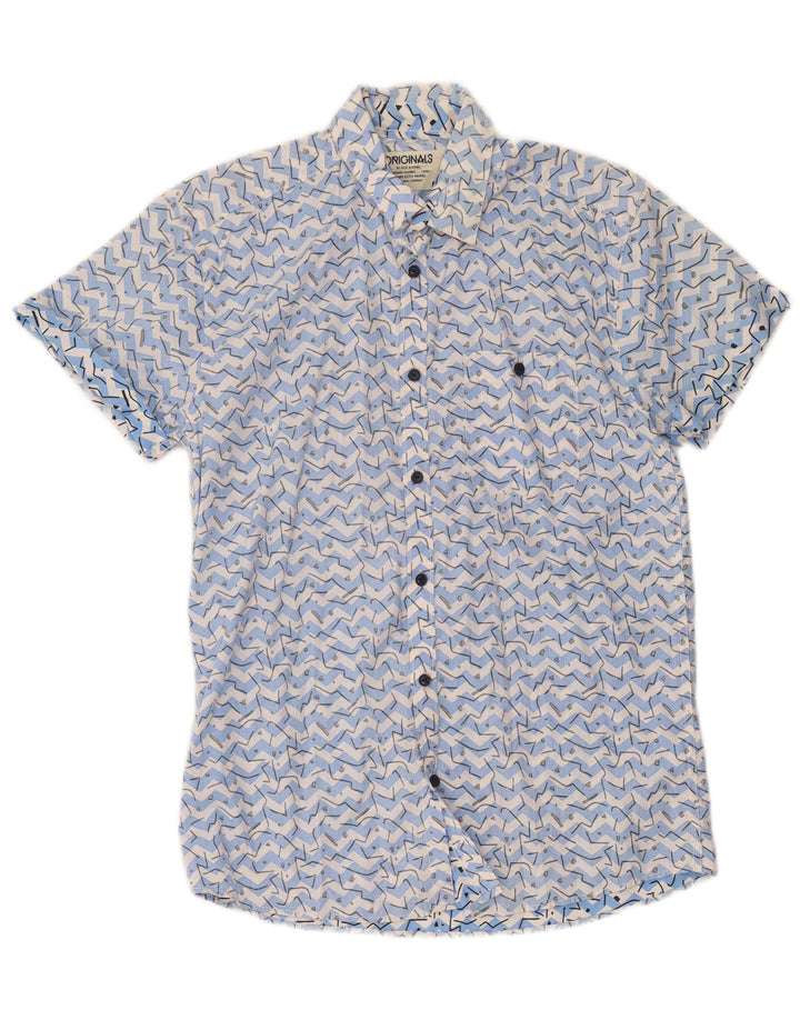 Jack & Jones Kortærmet Herreskjorte Medium Blå Geometrisk Bomuld