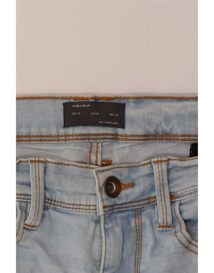 Zara Herre Distressed Slim Jeans EU 38 Small W30 L27 Blue Cotton