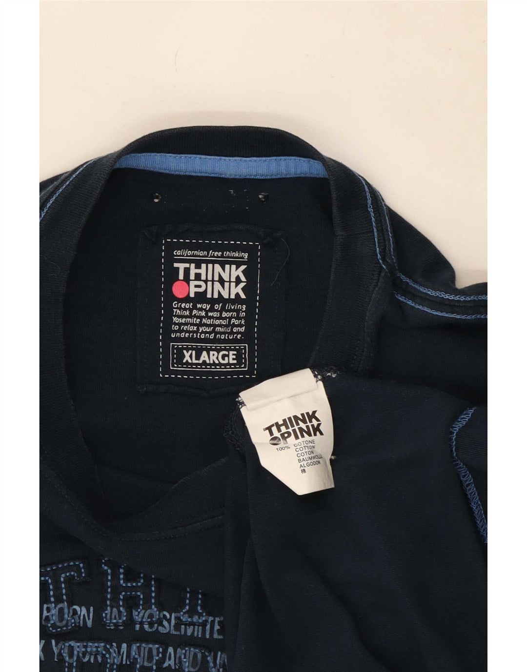 Tænk Pink Herre grafisk T-shirt top XL marineblå bomuld