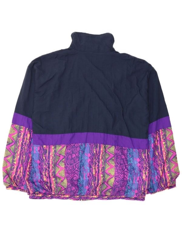 VINTAGE Træningsdragt topjakke til mænd UK 46/48 XL Marineblå Colourblock Nylon