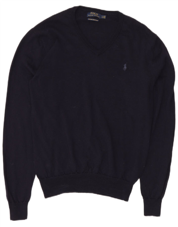 Polo Ralph Lauren Herre V-hals sweater Stor marineblå Merinould