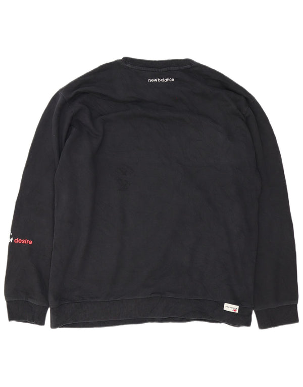 New Balance Mens Graphic Sweatshirt Jumper 2XL Black Cotton