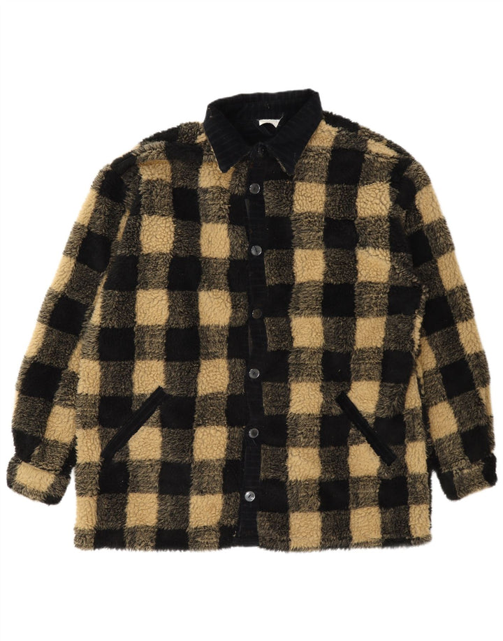 Vintage herre fleecejakke UK 42 XL Sort Gingham Polyester
