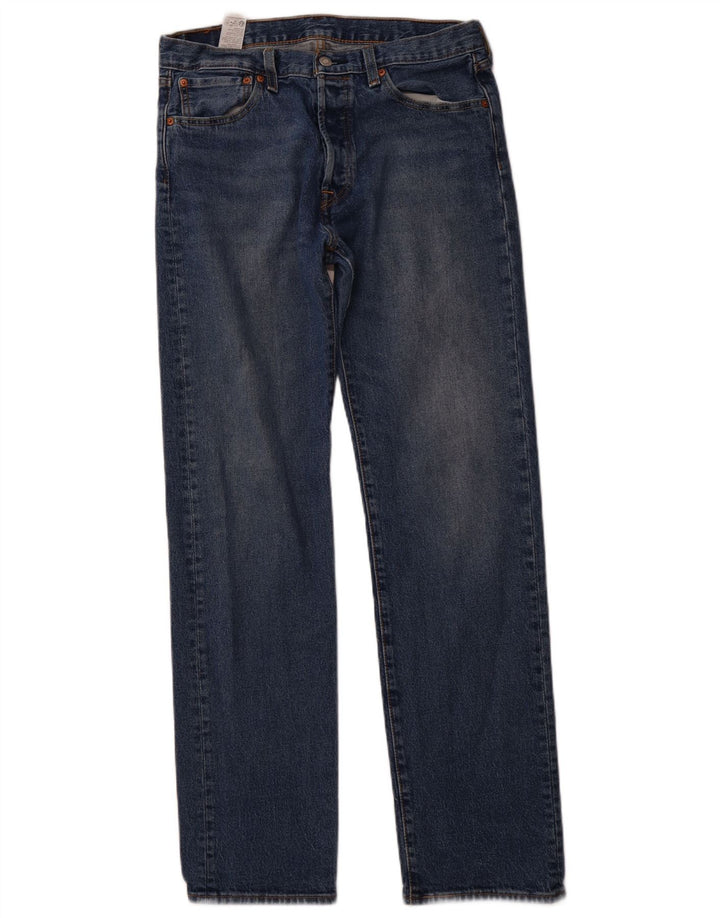 LEVI'S Herre 501 Straight Jeans W32 L34 Blå Bomuld