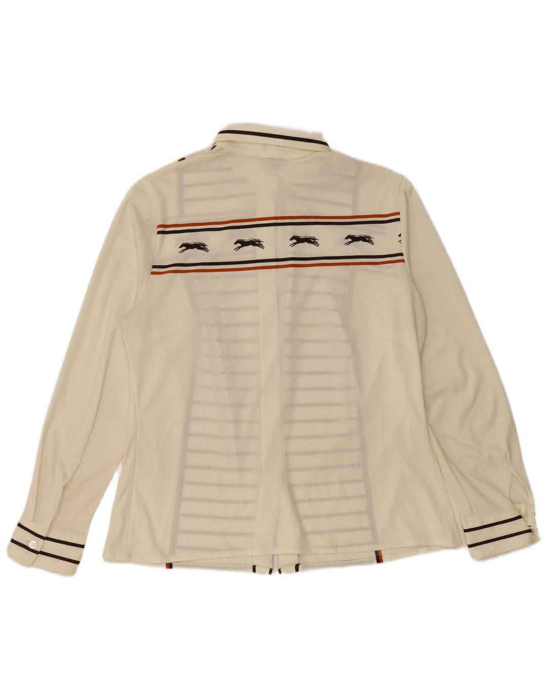 HAMMERLE skjortebluse til kvinder UK 14 Stor off-hvid stribet polyester