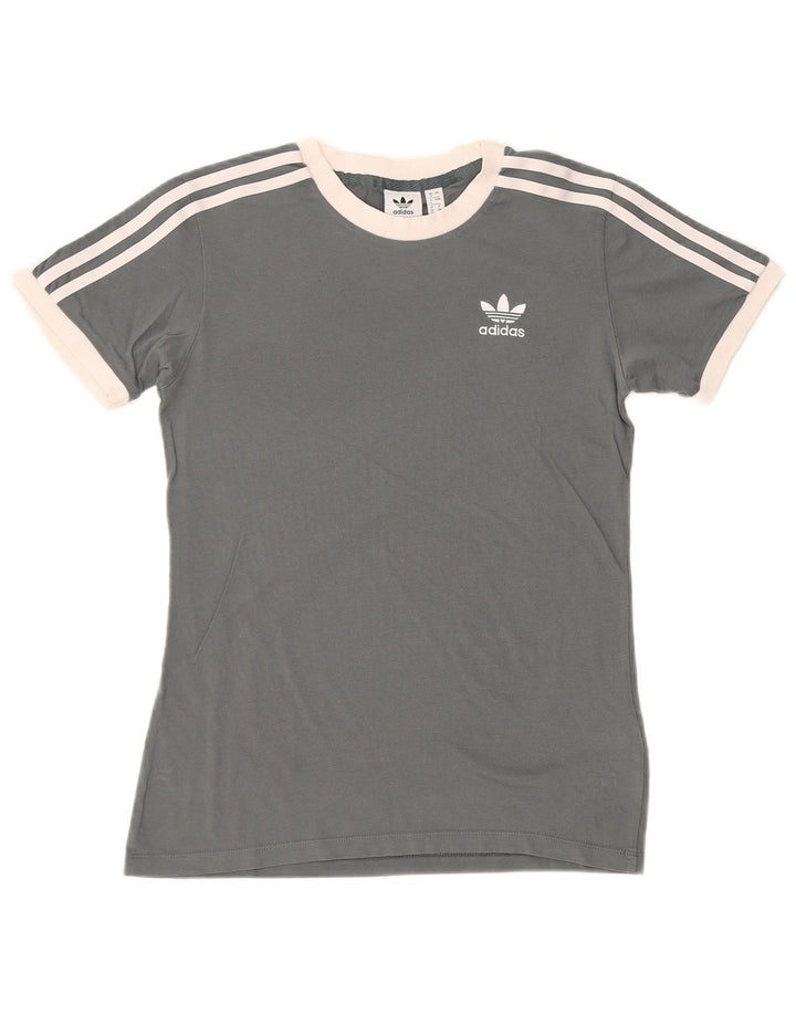 ADIDAS Womens T-Shirt Top UK 8 Small Grey Cotton