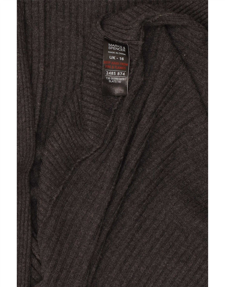 Marks & Spencer Dame Longline Åben Cardigan Sweater UK 16 Large Grey