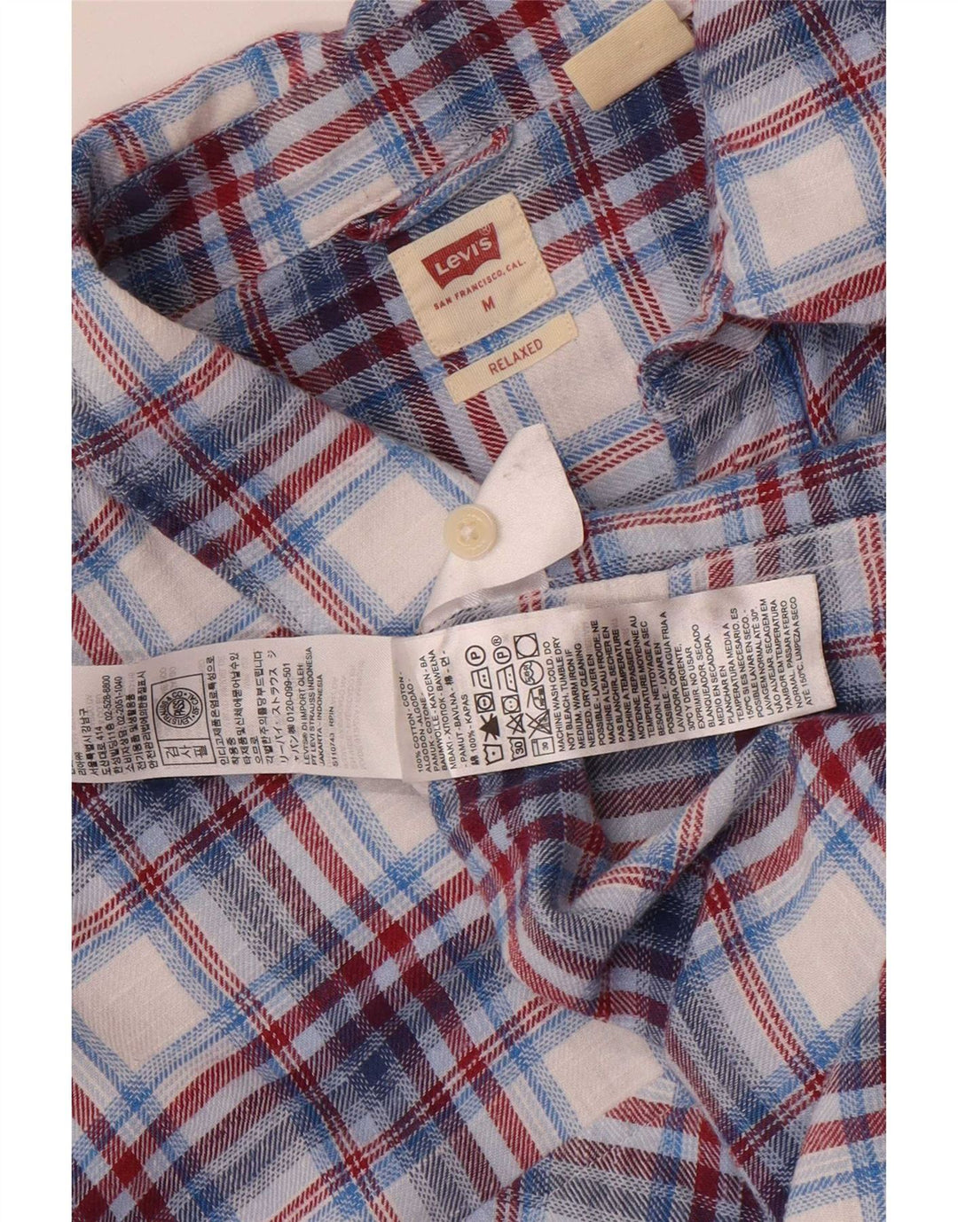 Levi's Flanelskjorte til mænd mellemblå ternet bomuld