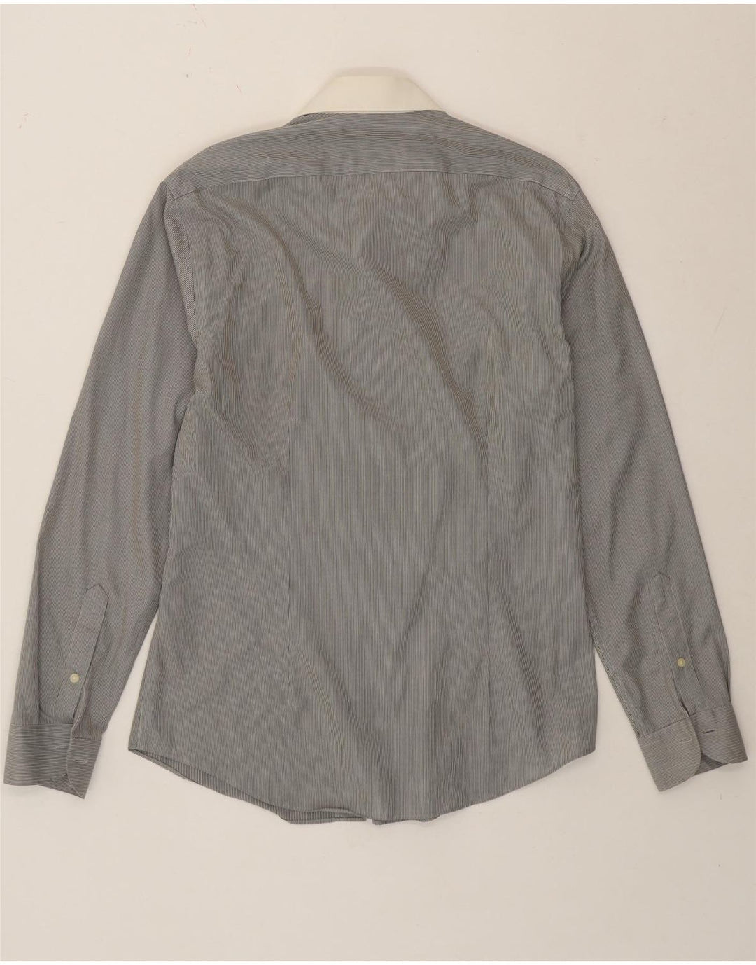 Calvin Klein Herre Formel Skjorte Størrelse 39 15 1/2 Medium Grey Pinstripe
