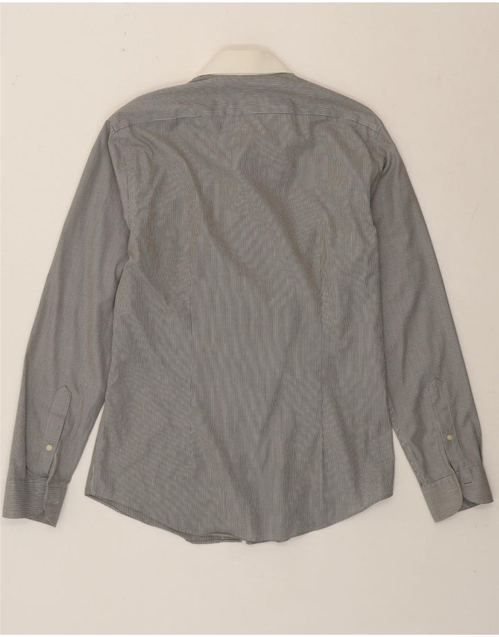 Calvin Klein Herre Formel Skjorte Størrelse 39 15 1/2 Medium Grey Pinstripe