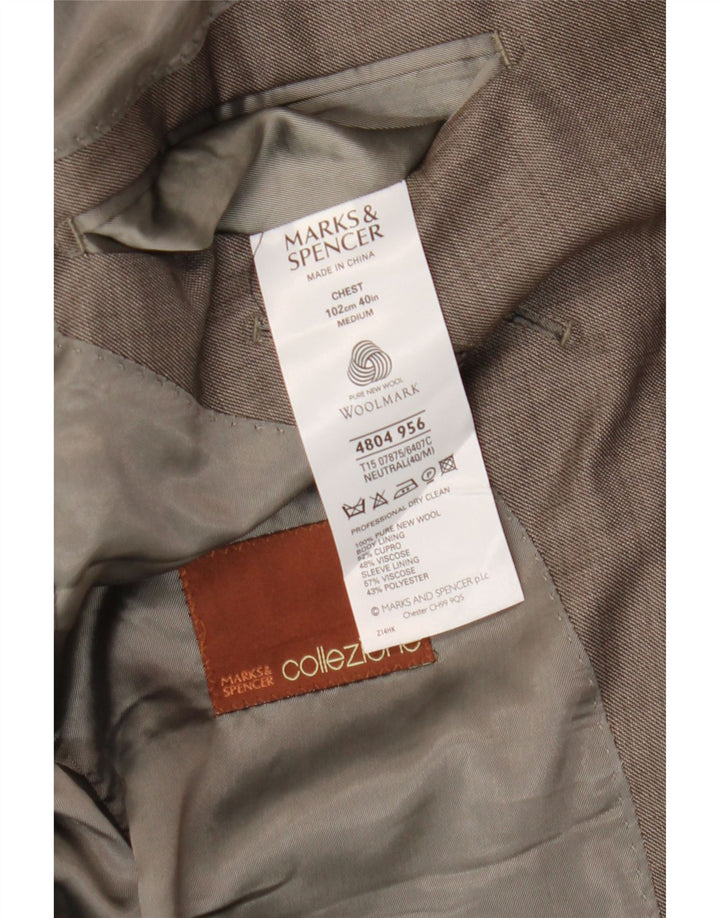 Marks & Spencer Herre 2-knaps blazerjakke UK 40 Medium Brown New Wool