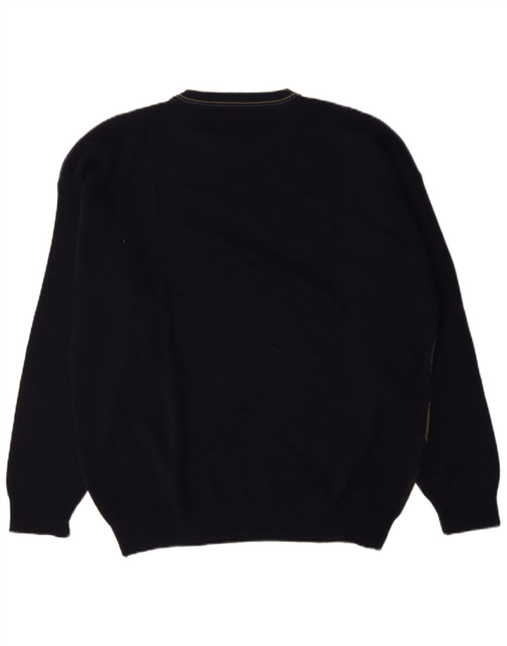 Vintage herre rund hals sweater IT 52/54 stor marineblå
