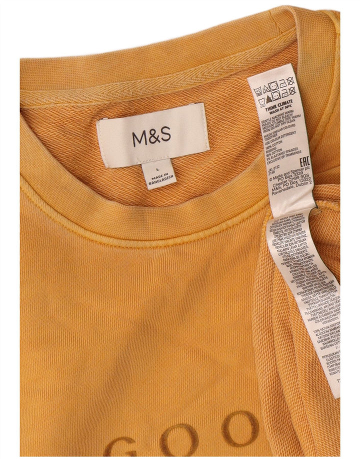 Marks & Spencer Herre Grafisk Sweatshirt Jumper Stor Gul Bomuld