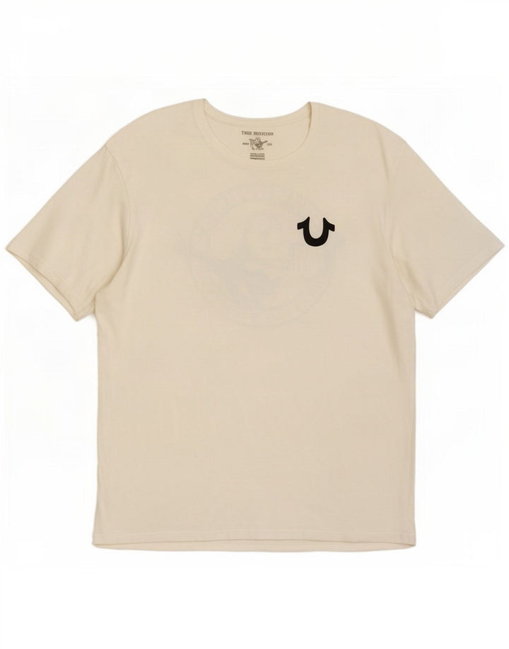 True Religion Herre Grafisk T-Shirt Top XL Hvid Bomuld