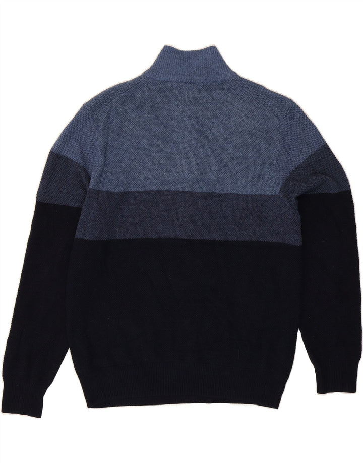 DOCKERS Mens Zip Neck Jumper Sweater Large Blue Colourblock Acrylic Vintage Dockers and Second-Hand Dockers from Messina Hembry 