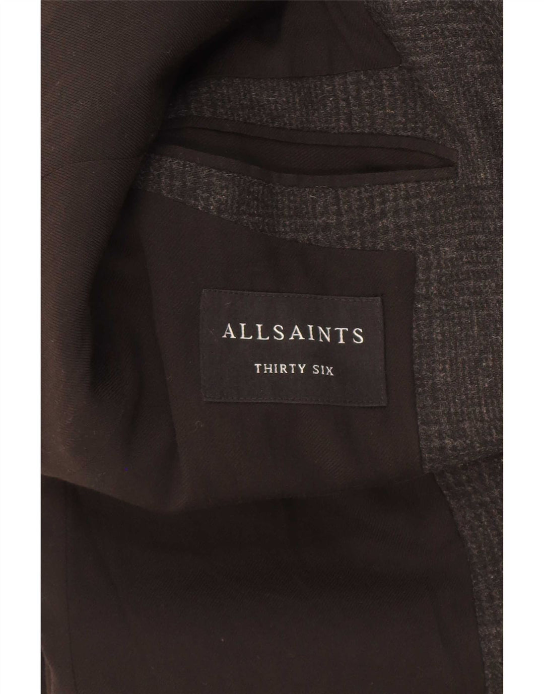 All Saints Herre Overfrakke UK 36 Small Black Houndstooth Uld