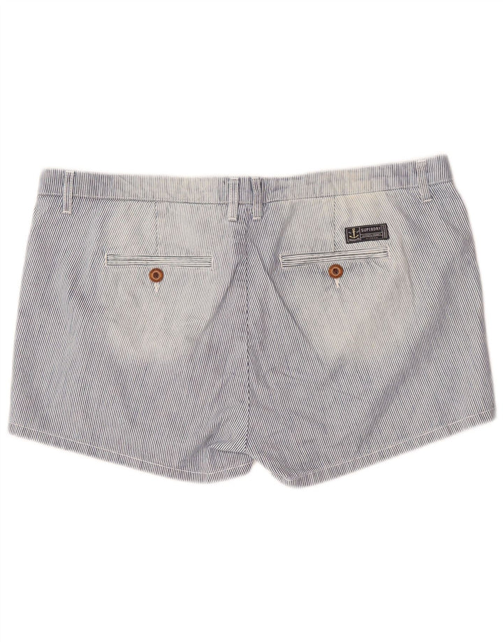 SUPERDRY Casual Shorts til kvinder XL W40 Blå nålestribet bomuld