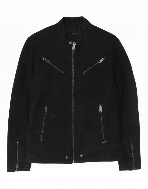Diesel Herre Biker Jacket UK 36 Small Navy Blue Cotton