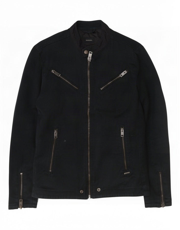 Diesel Herre Biker Jacket UK 36 Small Navy Blue Cotton