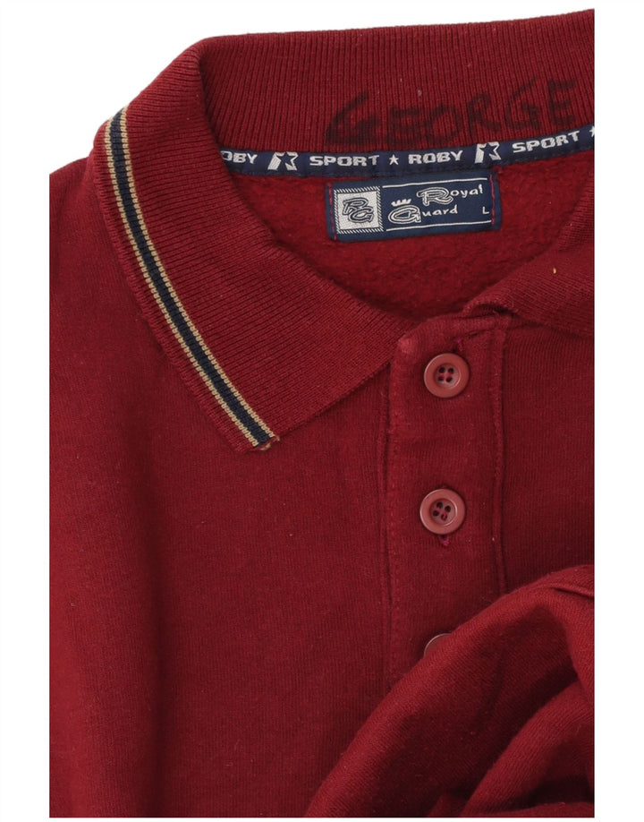 Roby Herre Polo Neck Sweatshirt Jumper Large Burgundy