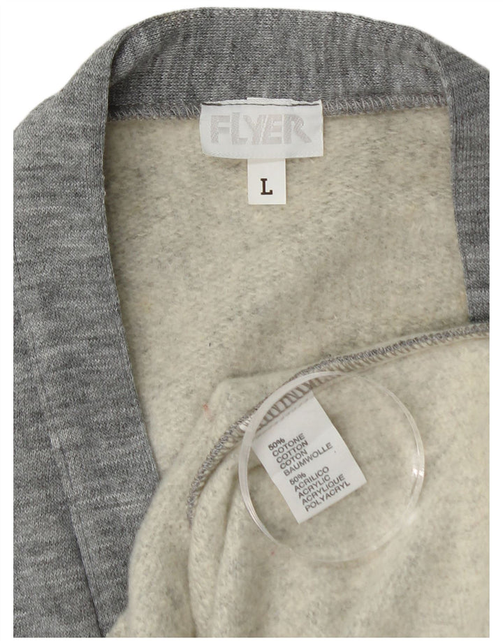 VINTAGE Herre Cardigan Sweater Stor Grå Bomuld