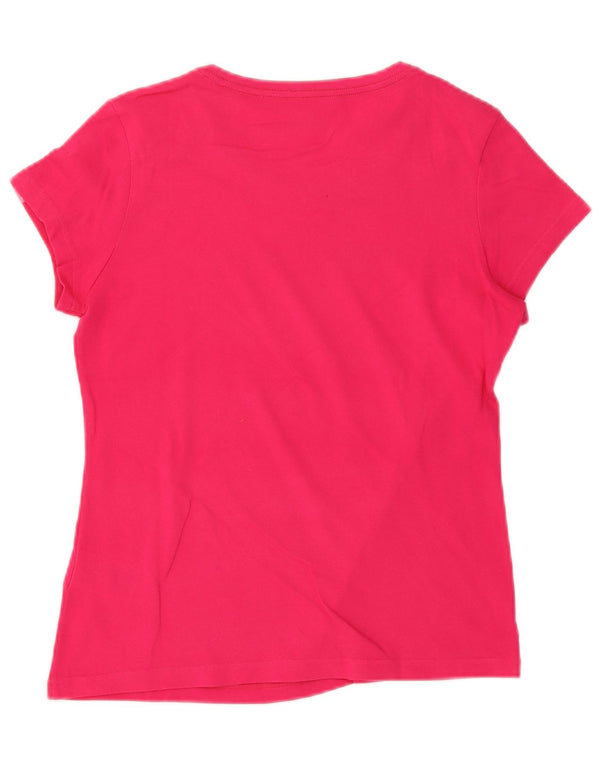 Adidas Dame Climalite grafisk T-shirt top UK 12/14 Medium Pink Bomuld