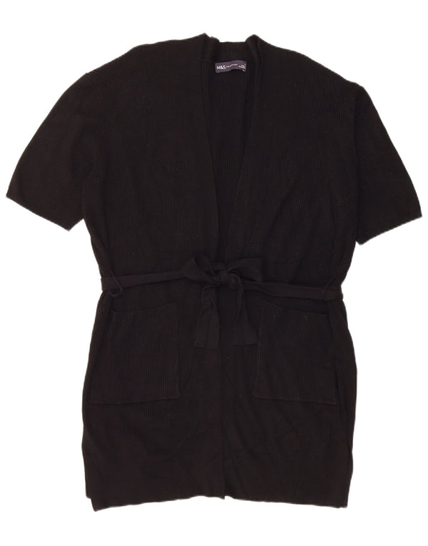 Marks & Spencer Womens Short Sleeve Cardigan Sweater UK 14 Medium Black