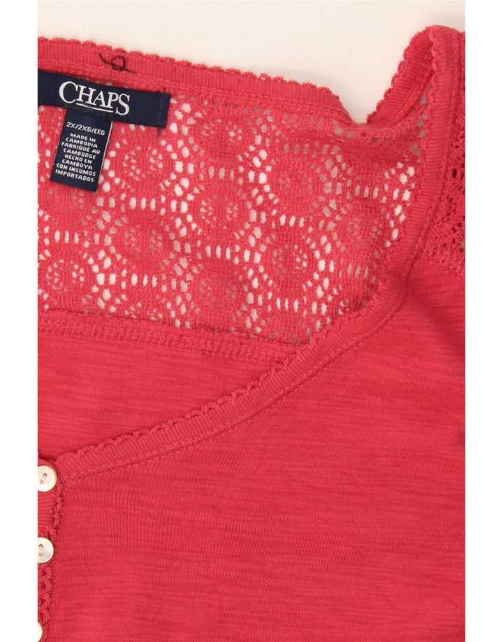 CHAPS Womens T-Shirt Top UK 20 2XL Pink Cotton Vintage Chaps and Second-Hand Chaps from Messina Hembry 