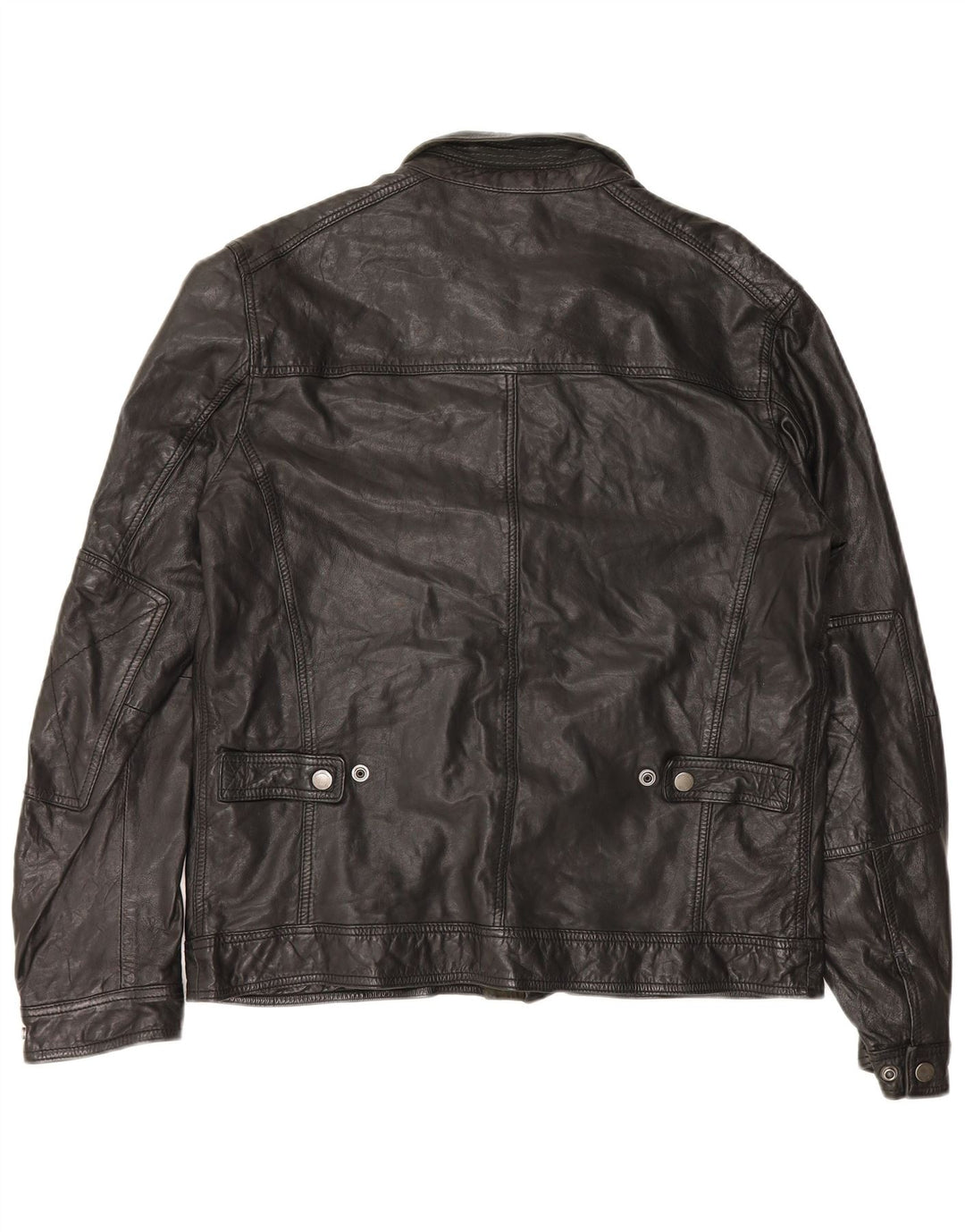 Massimo Dutti Herre Læderjakke UK 42 XL Sort fåreskind