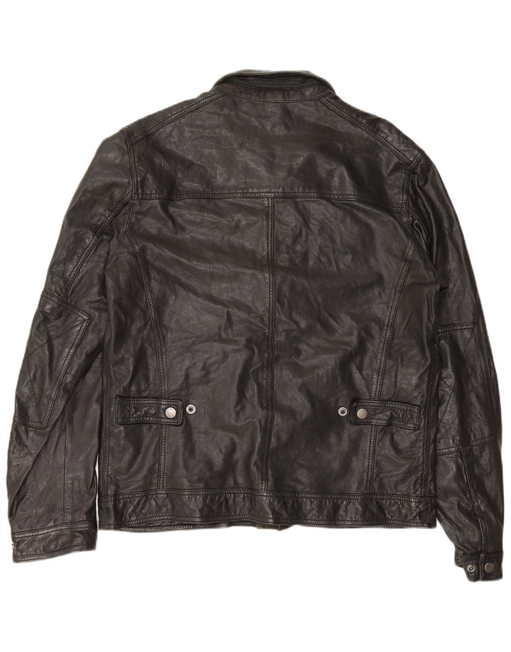 Massimo Dutti Herre Læderjakke UK 42 XL Sort fåreskind