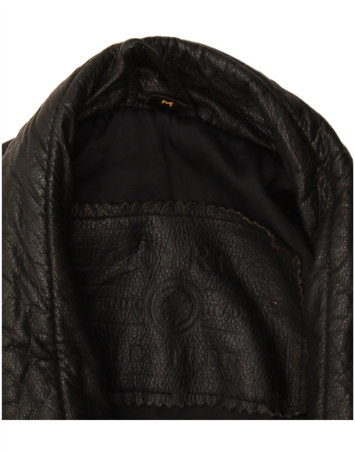 Vintage Herre Læderfrakke UK 38 Medium Sort Læder