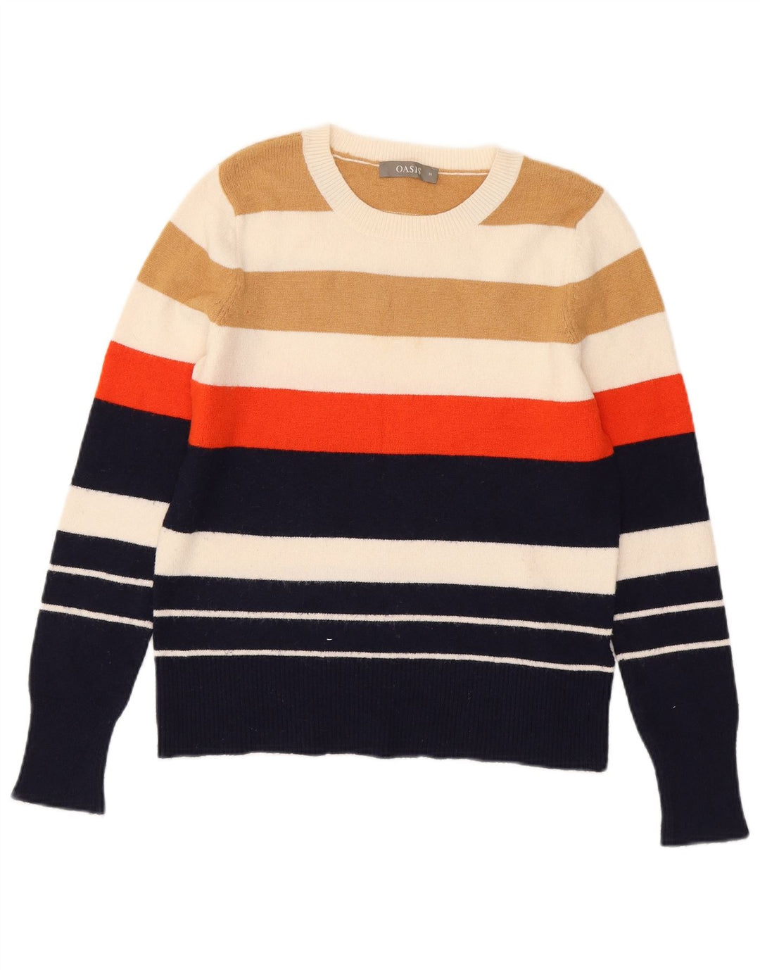 Oasis Dame Crew Neck Jumper Sweater UK 12 Medium Flerfarvet Stribet