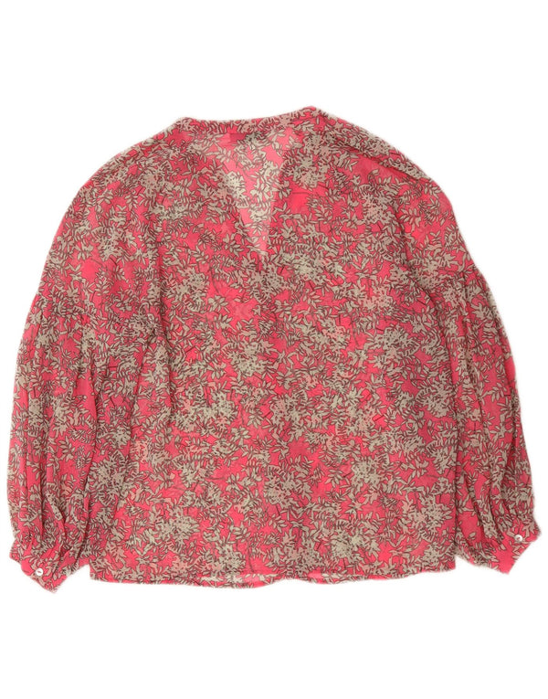 MINT FLØJEL Dame See Through Bluse Top UK 12 Medium Pink Floral