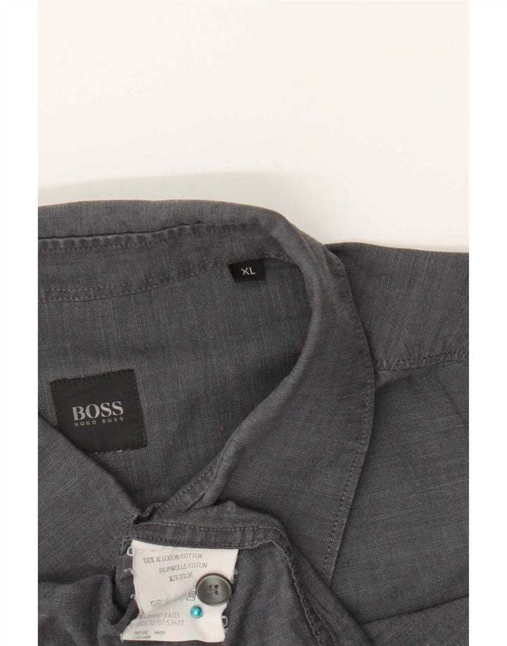 Hugo Boss Kortærmet Herreskjorte XL Grå Bomuld