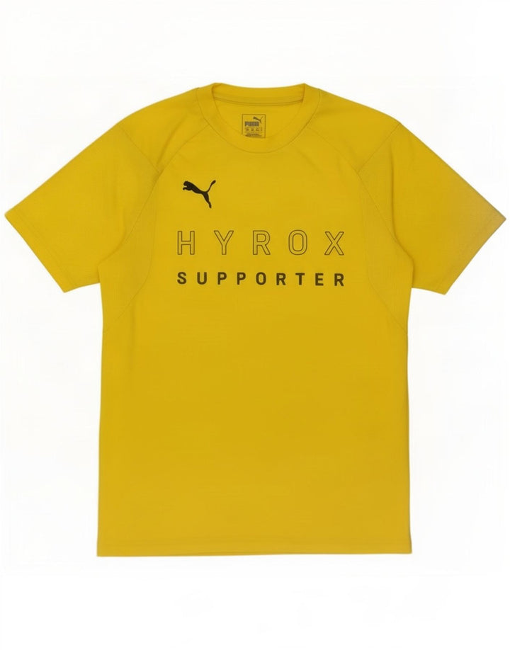Puma Herre Hyrox Grafisk T-Shirt Top Medium Gul Polyester